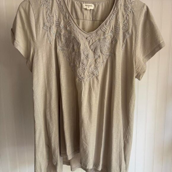 Cost Plus World Market Tops - 100% COTTON WORLD MARKET L/XL Short sleeve top beige good condition